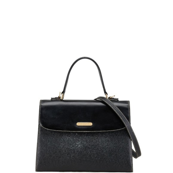 Burberry Nova Check Handbag Shoulder Bag 2WAY Black Leather Women's BURBERRY - Picture 1 of 10